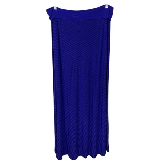 GAP Indigo Blue Fold Over Diagonal Stripe A-Line Maxi Skirt - Size L - Picture 1 of 4